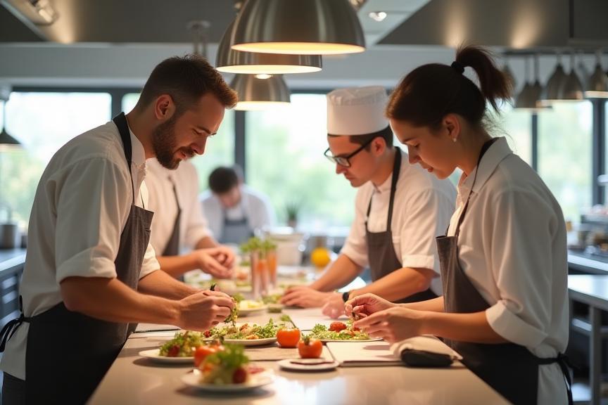 Culina-meter team collaborating in a modern kitchen, highlighting passion and precision.